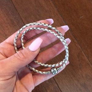 Pandora champagne braided wrap bracelet